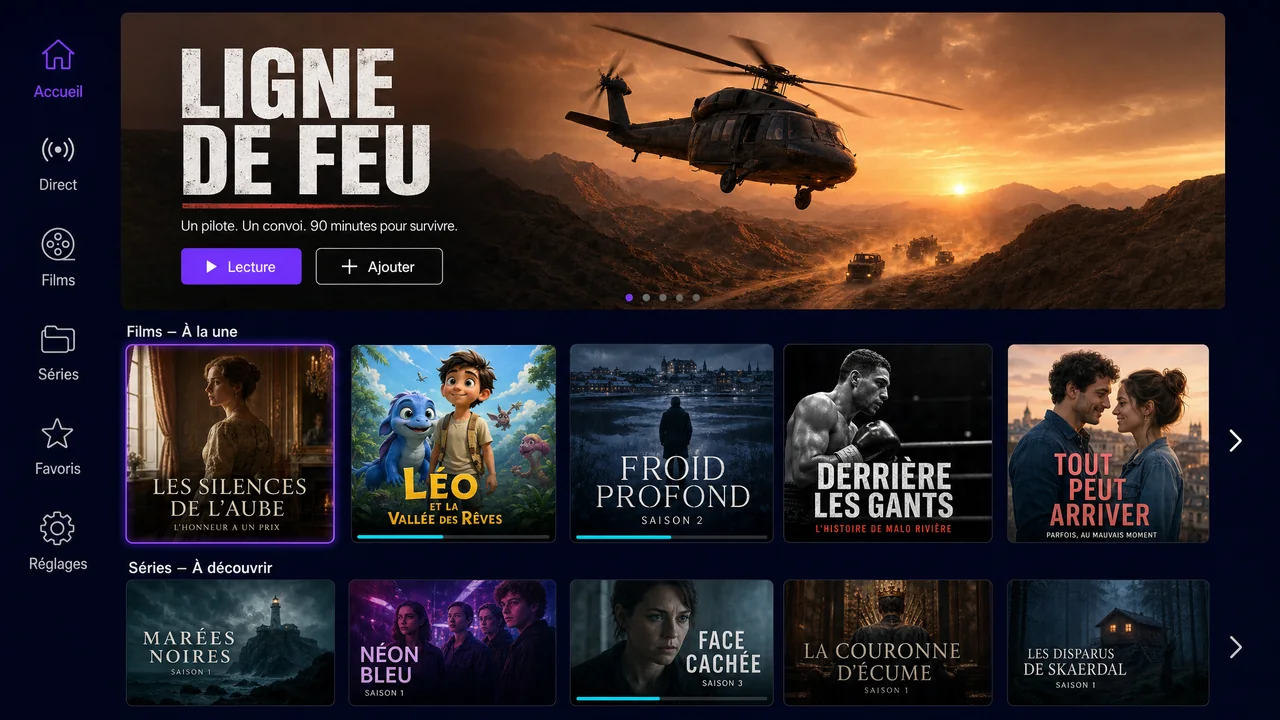 Écran d'accueil de l'application Atlas Pro ONTV