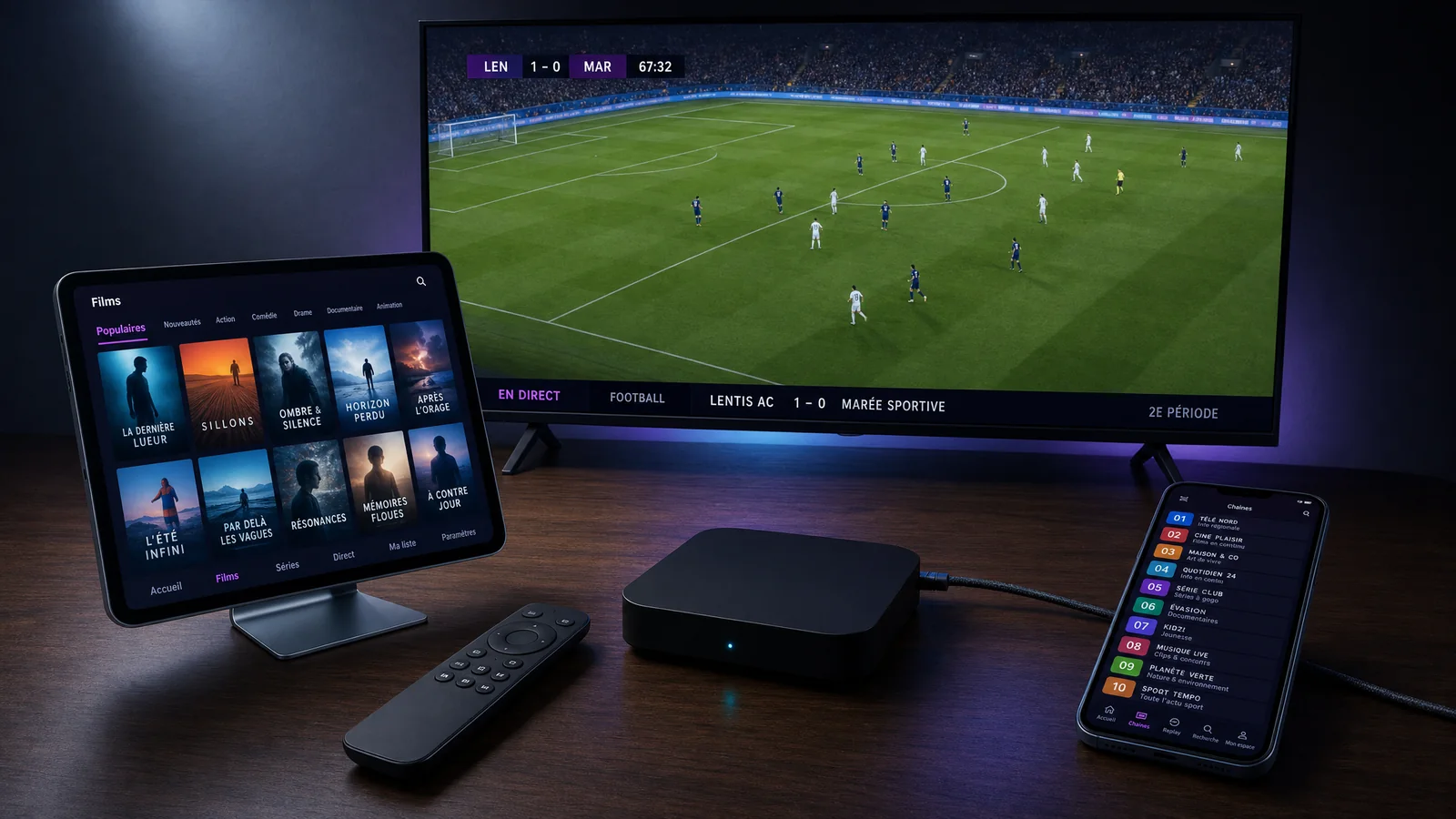 Téléviseur, box Android, tablette et smartphone utilisant le même abonnement Atlas Pro ONTV